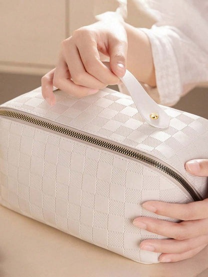 1pc PU Leather Waterproof Makeup Bag, Multi-Functional Makeup Brush Organizer, Waterproof Cosmetic Storage Pouch, Suitable For Lipstick, Perfume, Cosmetics, Travel, Great Gift For Mother, Wife, Friend, Bohemian Style